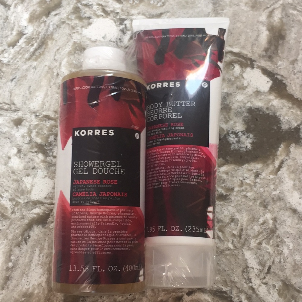 Korres Japanese Rose shower gel and body butter